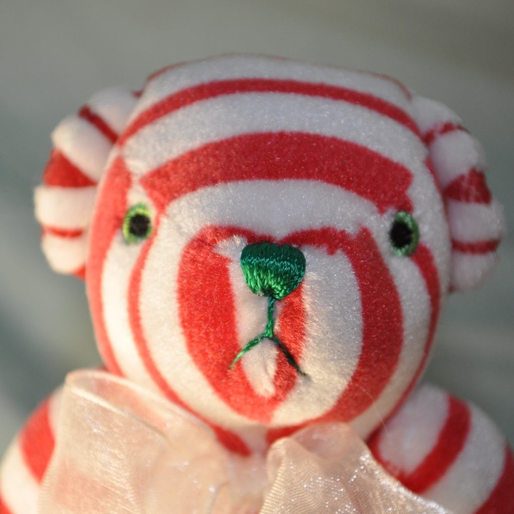 3 for $60 - plush jointed peppermint red & white candy cane teddy bear (w910)